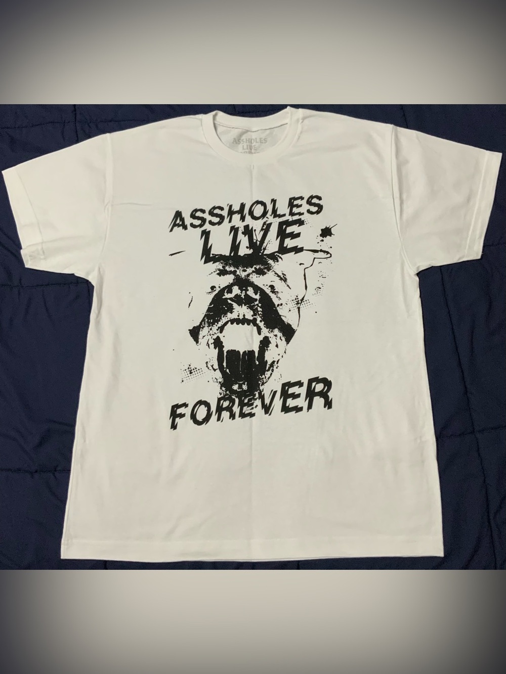 Assholes Live Forever - Wild Dog Print - Large White T-shirt